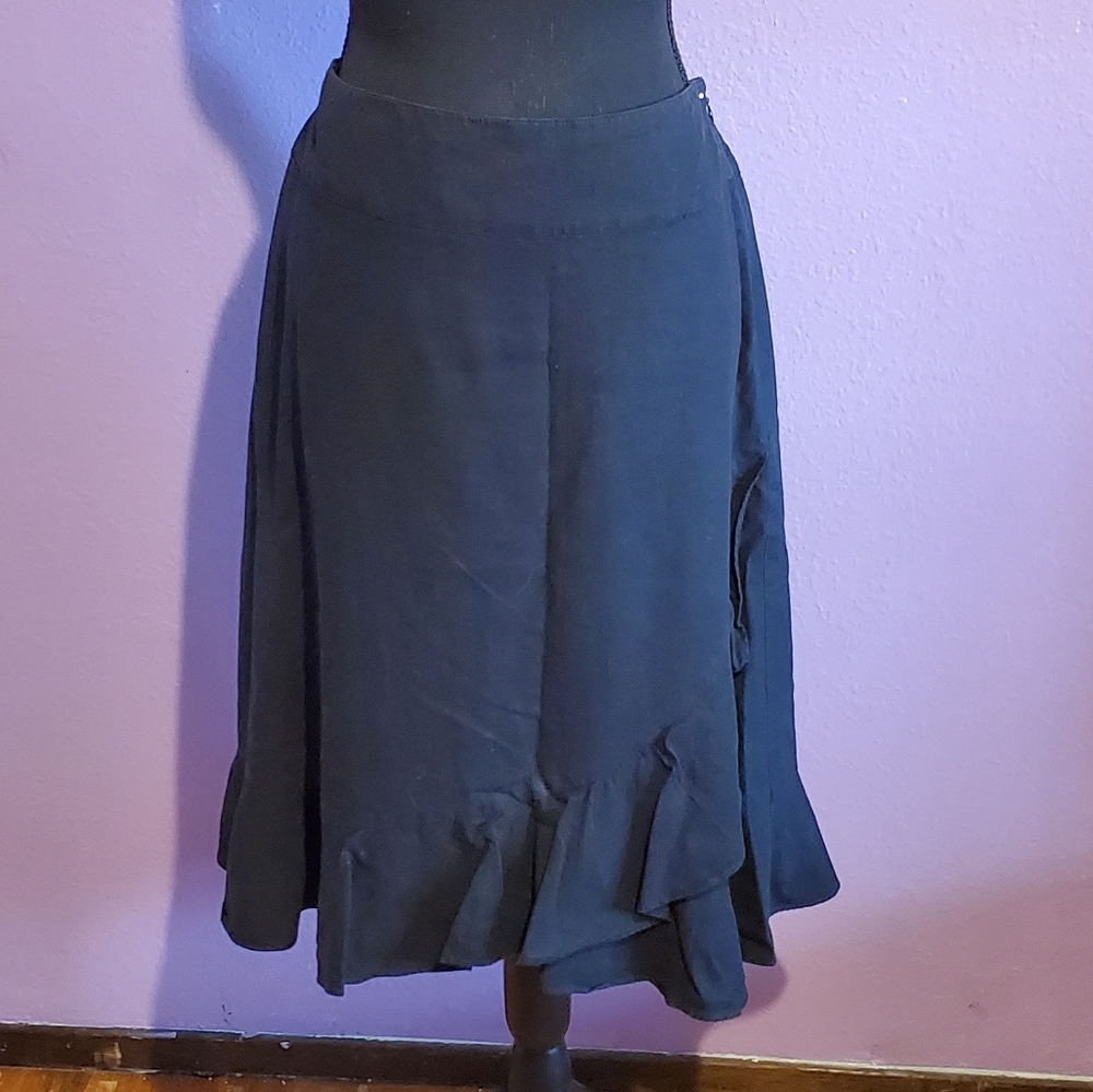 Hillard & Hanson Black linen midi-skirt - 4